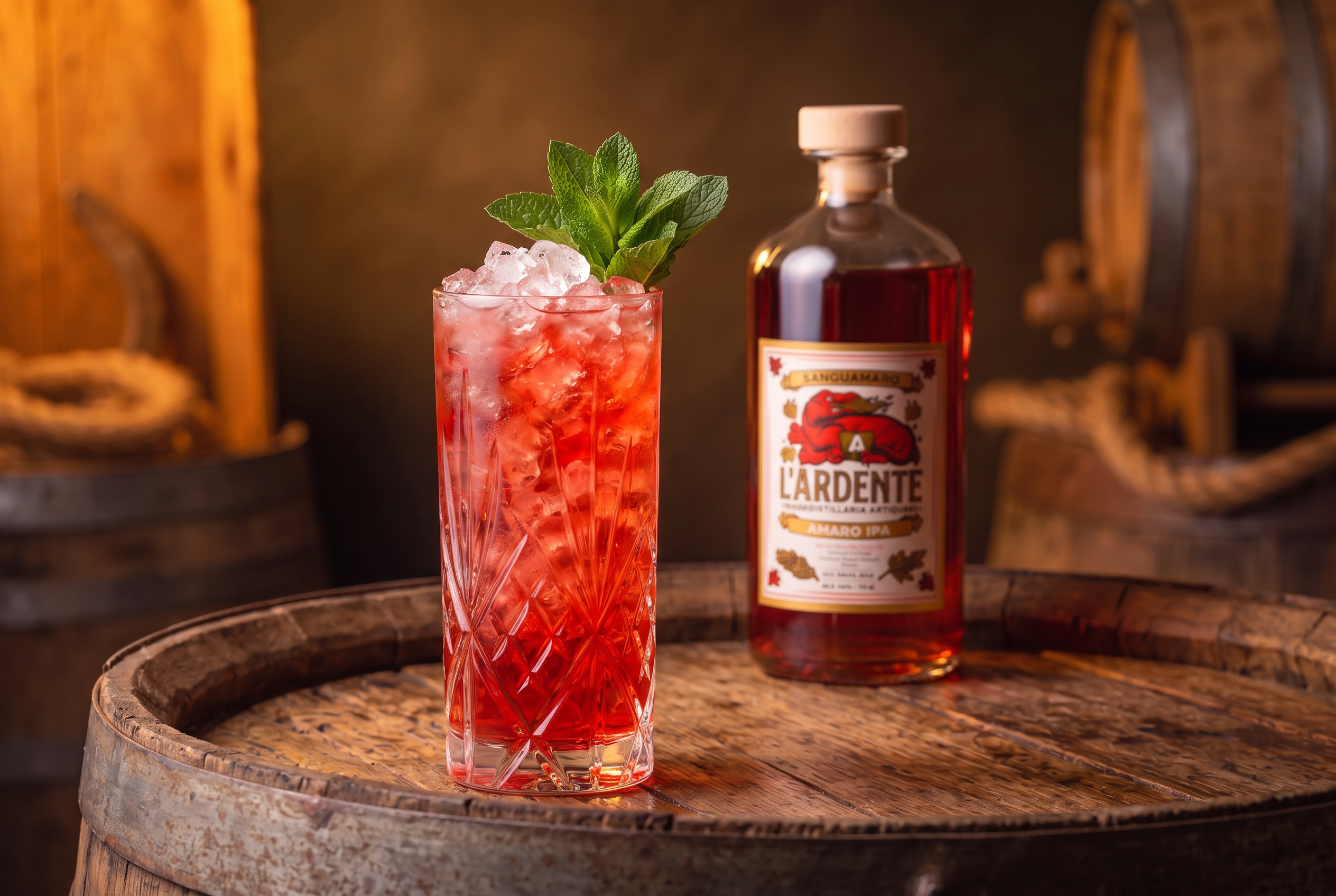 Chatarsis — cocktail firmato L'Ardente a base di Sanguamaro con ghiaccio tritato